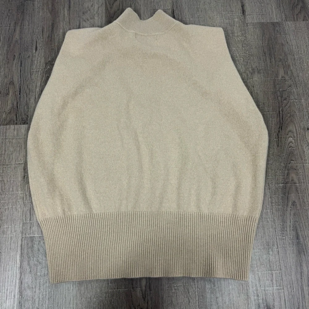Banana Republic 100% Cashmere Sweater Mock Neck Beige Tan Size M Minimalist - Picture 3 of 9